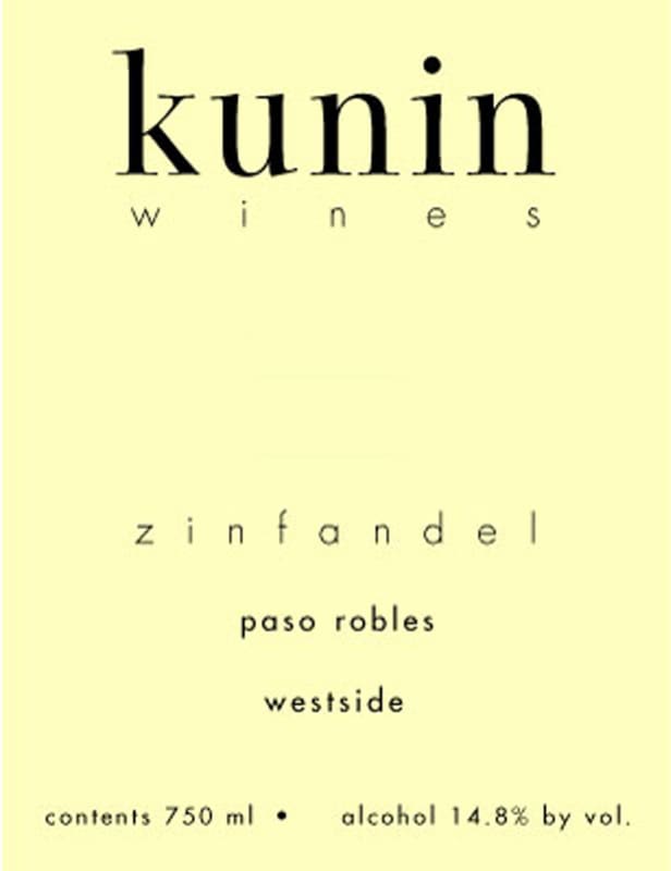 Kunin Westside Zinfandel 2014 Front Label