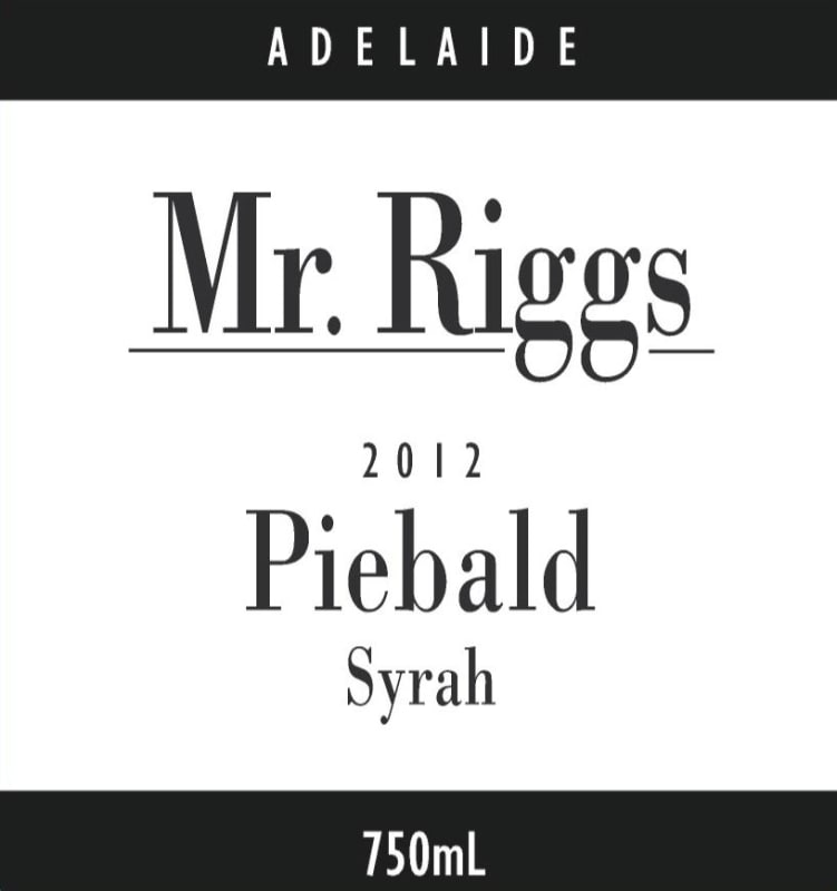 Mr. Riggs Piebald Syrah 2012 Front Label