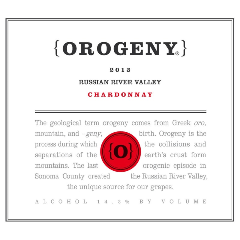 Orogeny Vineyards Chardonnay 2013 Front Label