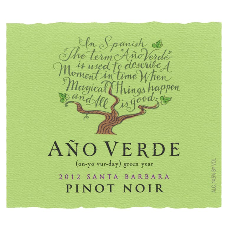 Ano Verde Santa Barbara Pinot Noir 2012 Front Label