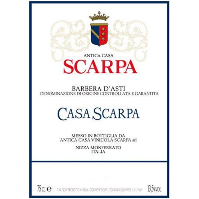 Scarpa Casa Scarpa Barbera d'Asti 2010 Front Label