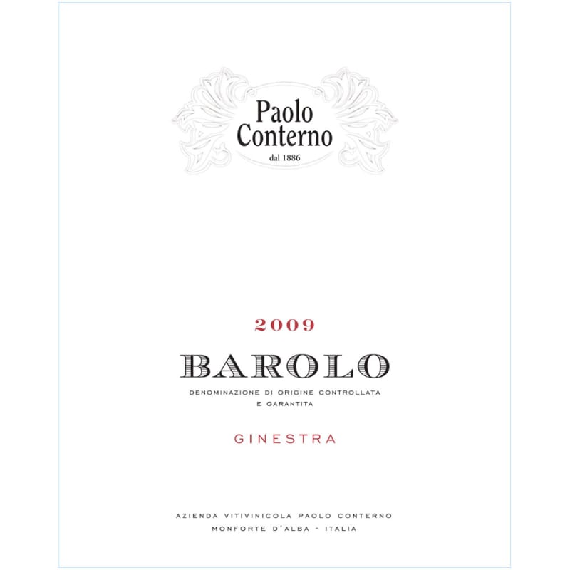 Paolo Conterno Barolo Ginestra 2009 Front Label