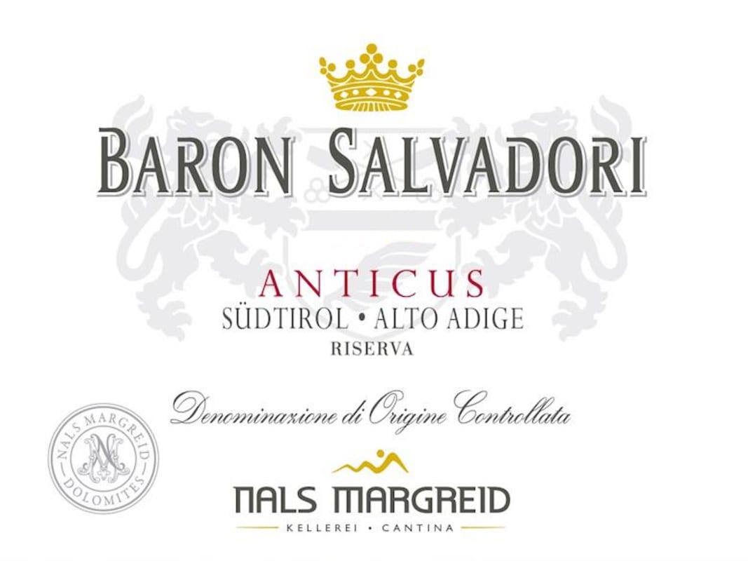Nals Margreid Sudtirol-Alto Adige Baron Salvadori Anticus Riserva Merlot Cabernet 2013 Front Label