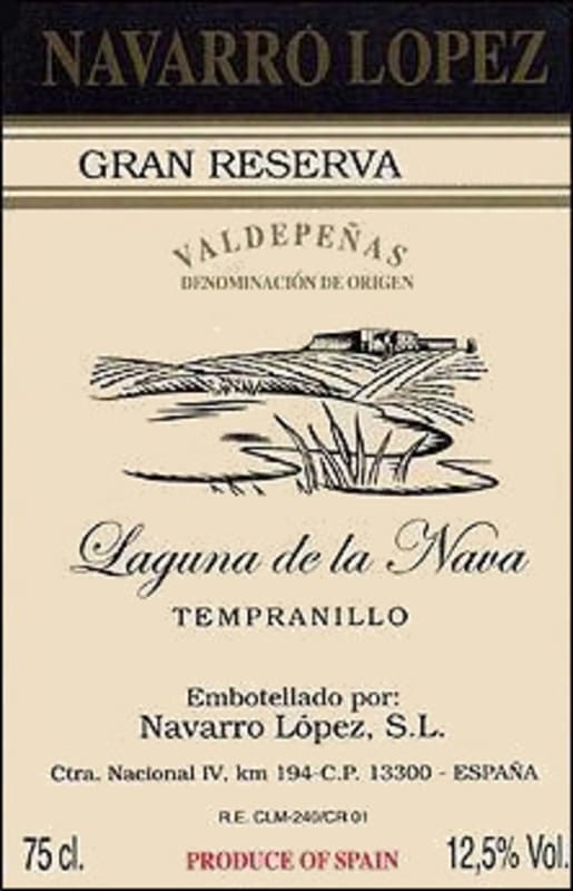 Navarro Lopez Laguna de la Nava Gran Reserva 2004 Front Label