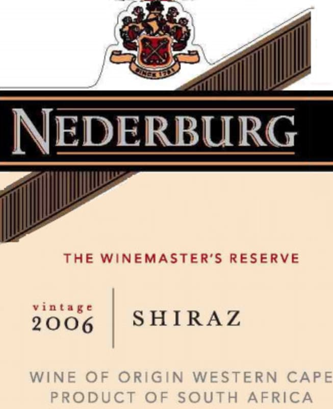 Nederburg The Winemaster's Reserve Shiraz 2006 Front Label