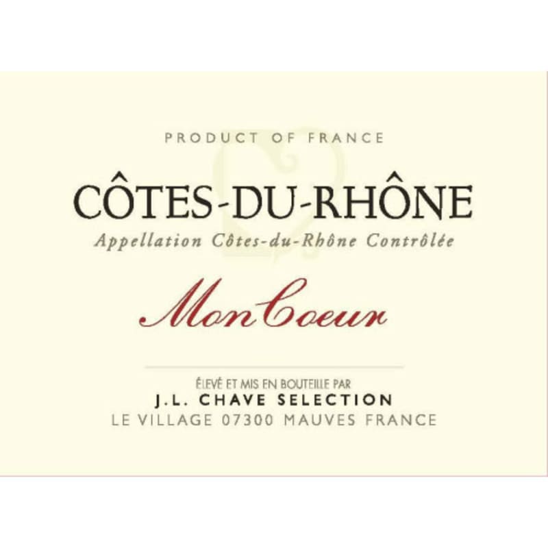 Jean-Louis Chave Selection Cotes-du-Rhone Mon Coeur 2012 Front Label