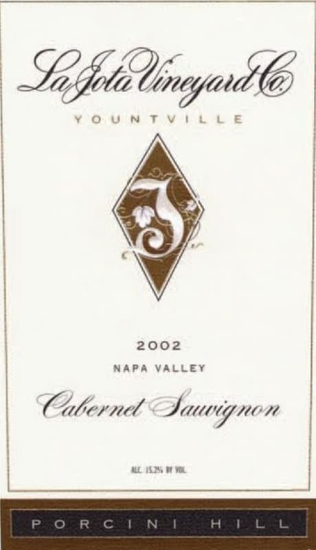 La Jota Porcini Hill Cabernet Sauvignon 2002 Front Label