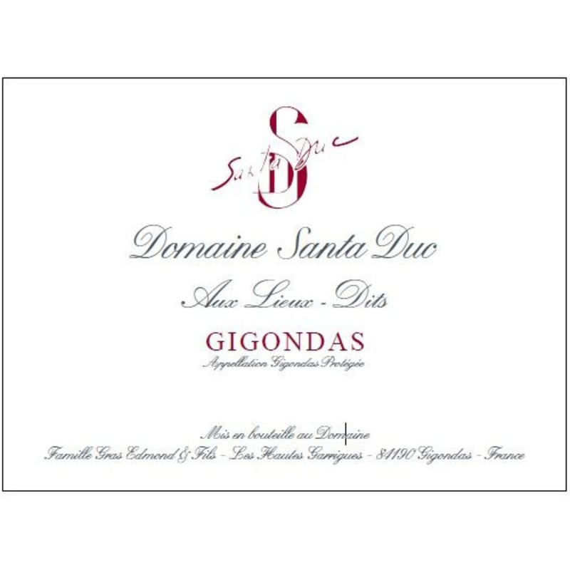 Domaine Santa Duc Aux Lieux Dits Gigondas 2012 Front Label