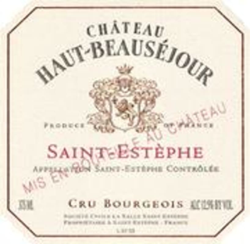Chateau Haut-Beausejour Saint-Estephe (half-bottle) 1996 Front Label