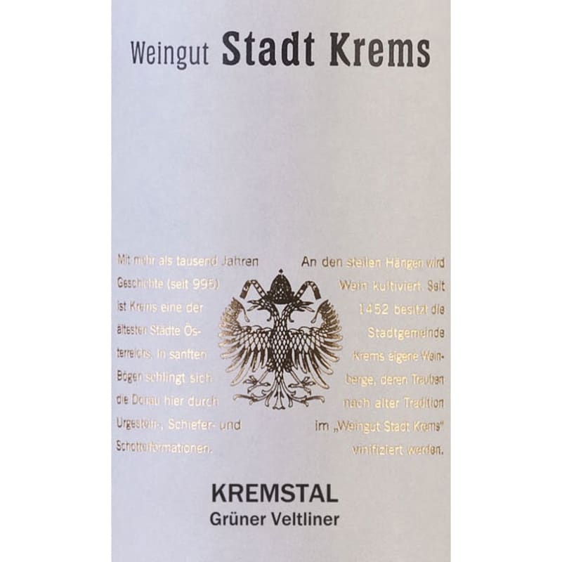 Stadt Krems Kremstal Gruner Veltliner 2014 Front Label