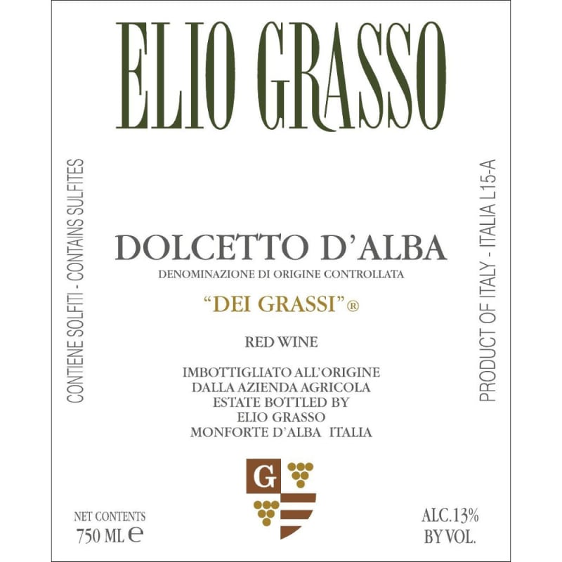 Elio Grasso Dolcetto d'Alba Dei Grassi 2014 Front Label