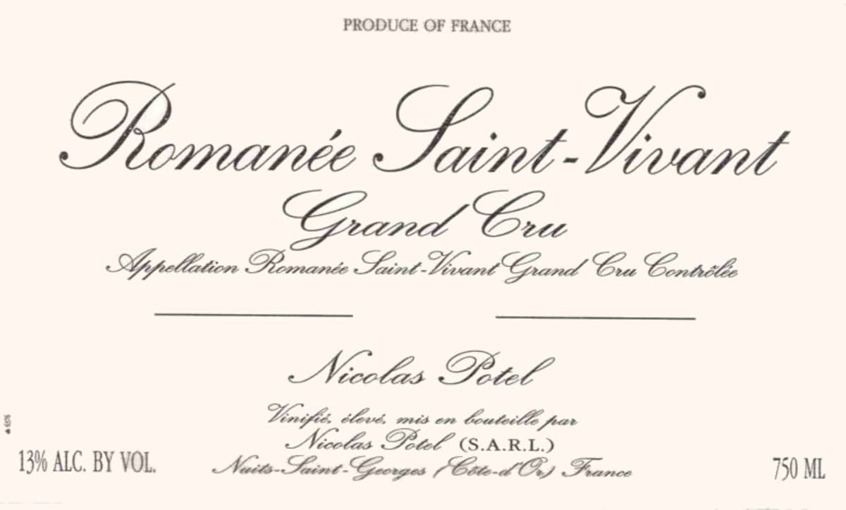 Nicolas Potel Romanee Saint-Vivant Grand Cru 1999 Front Label