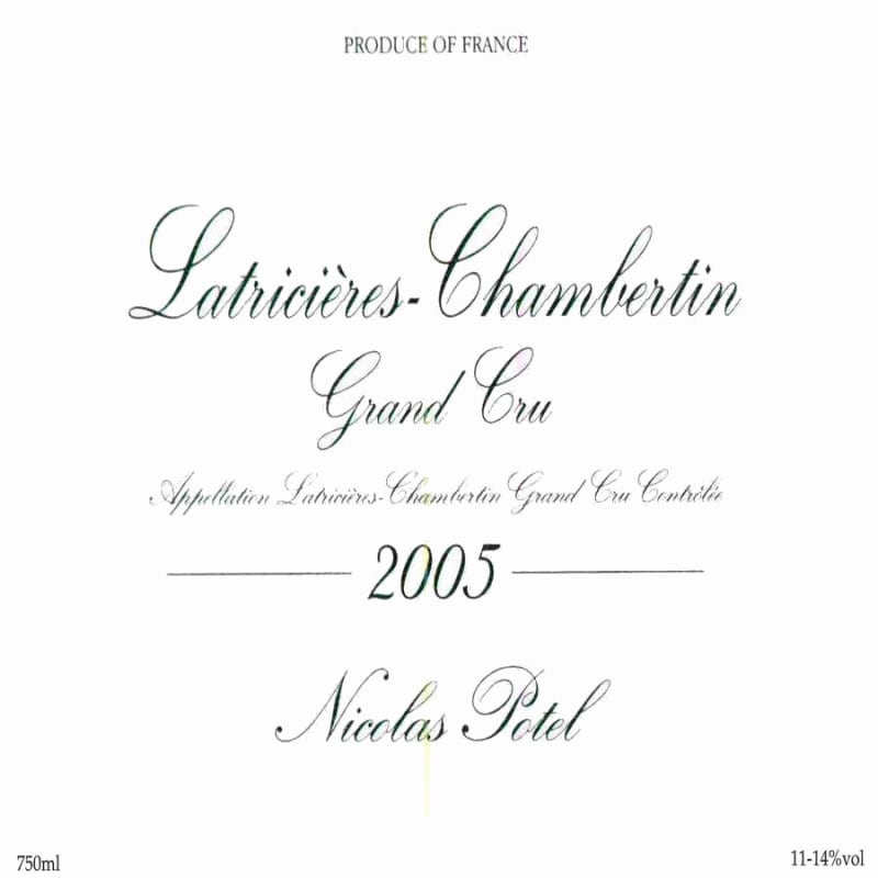 Nicolas Potel Latricieres-Chambertin Grand Cru 2005 Front Label