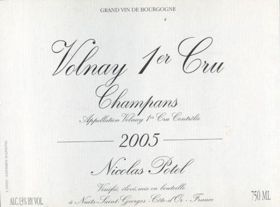 Nicolas Potel Volnay Champans Premier Cru 2005 Front Label