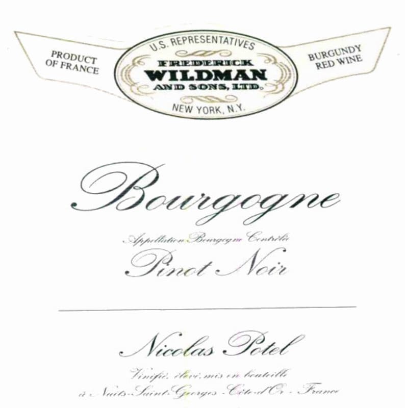 Nicolas Potel Bourgogne Pinot Noir 2012 Front Label