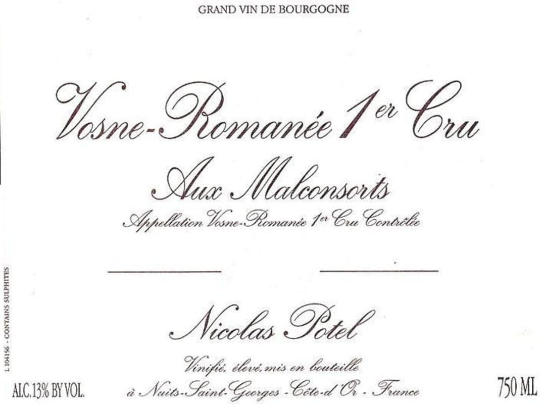 Nicolas Potel Vosne-Romanee Aux Malconsorts Premier Cru 2006 Front Label