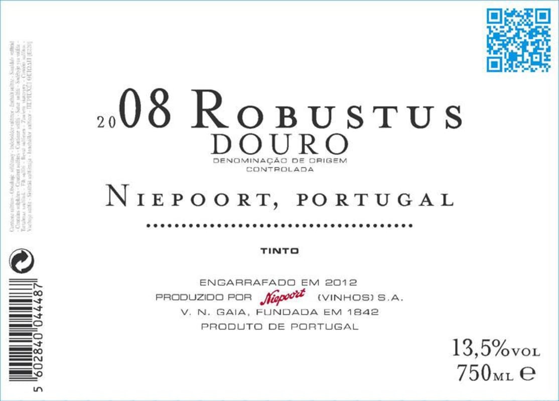 Niepoort Robustus 2008 Front Label