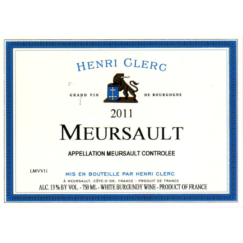 Henri Clerc Meursault 2011 Front Label