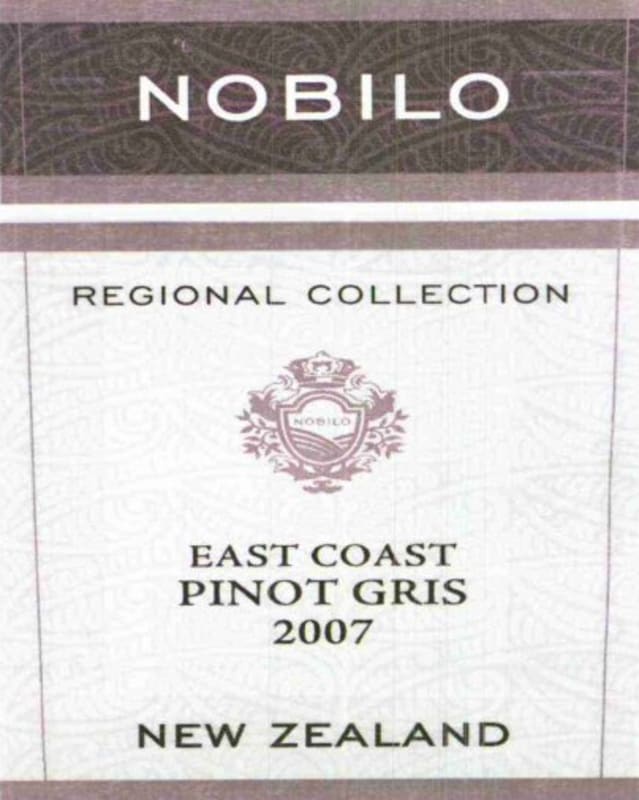 Nobilo Regional Collection East Coast Pinot Grigio 2007 Front Label