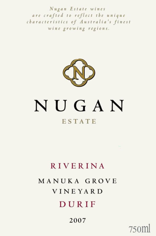 Nugan Estate Durif Manuka Grove 2007 Front Label