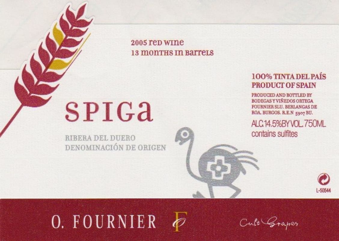 Bodegas O. Fournier Spiga 2005 Front Label
