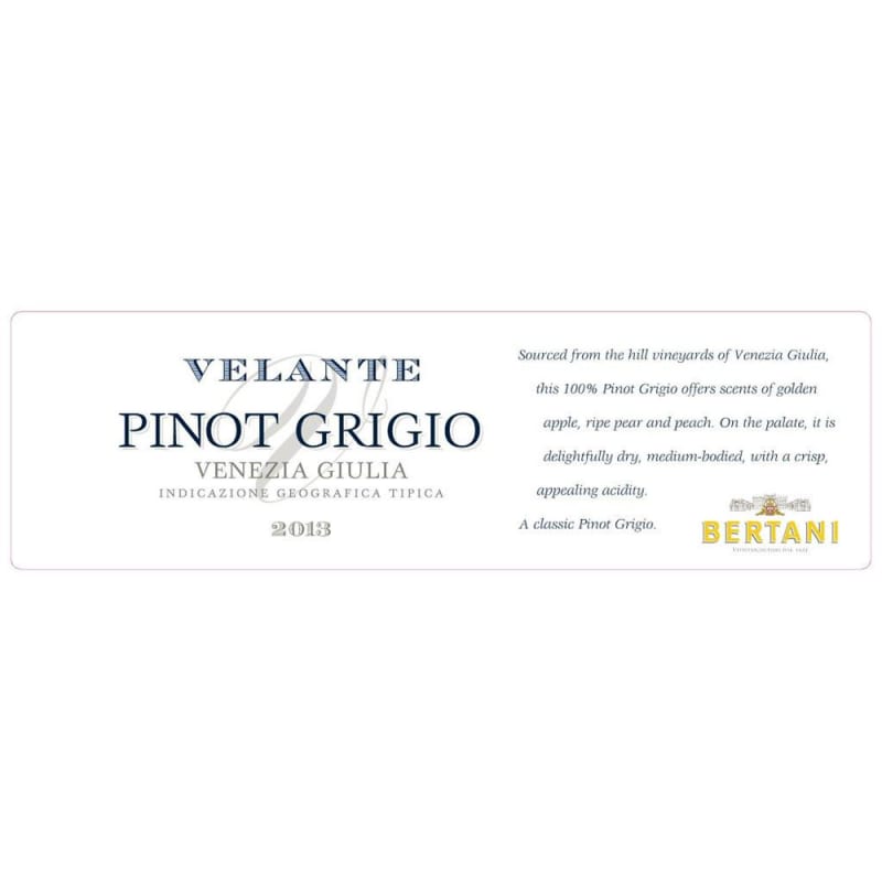 Bertani Velante Pinot Grigio 2013 Front Label