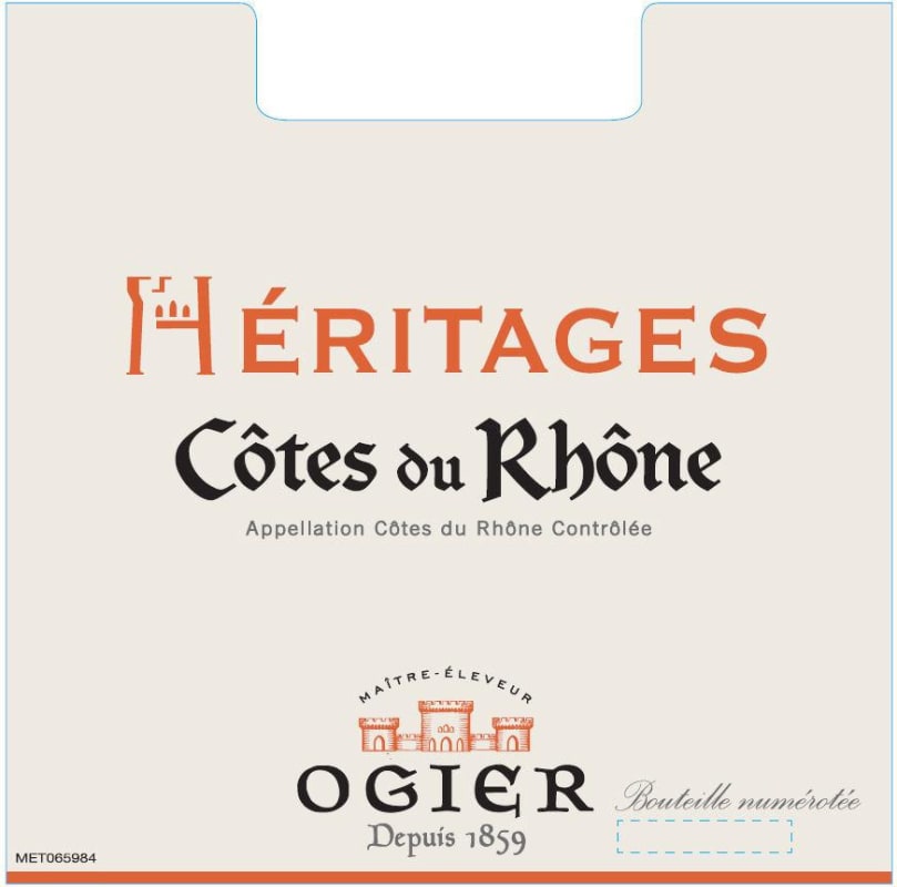 Ogier Cotes du Rhone Heritages Blanc 2013 Front Label