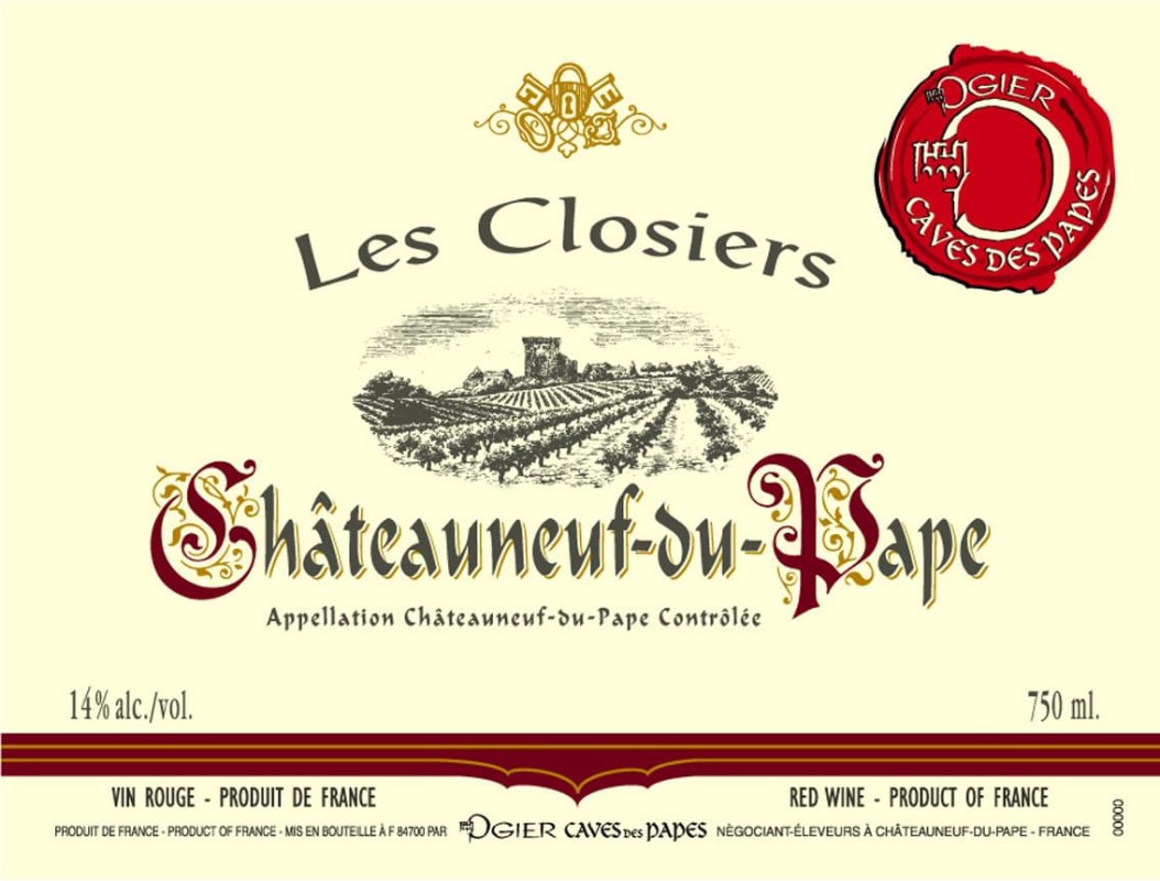 Ogier Chateauneuf-du-Pape Les Closiers 2014 Front Label