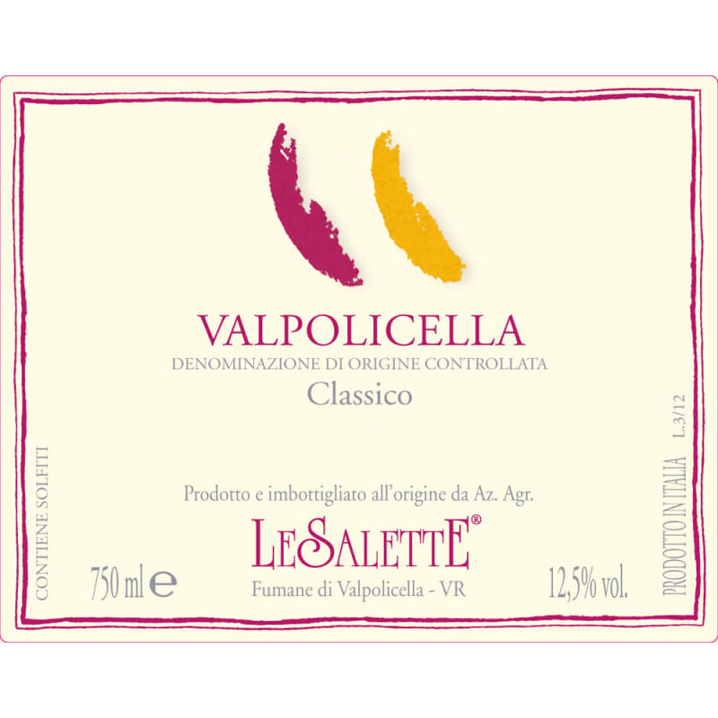 Le Salette Valpolicella Classico 2012 Front Label