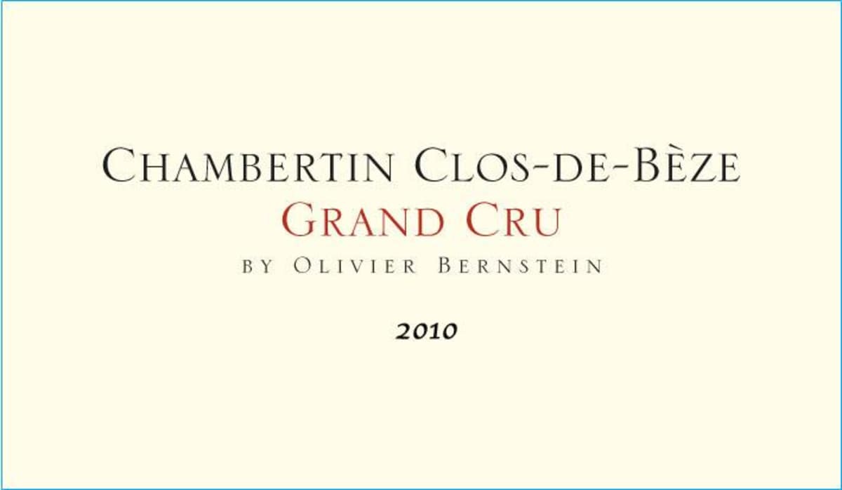 Olivier Bernstein Chambertin Clos de Beze Grand Cru 2010 Front Label
