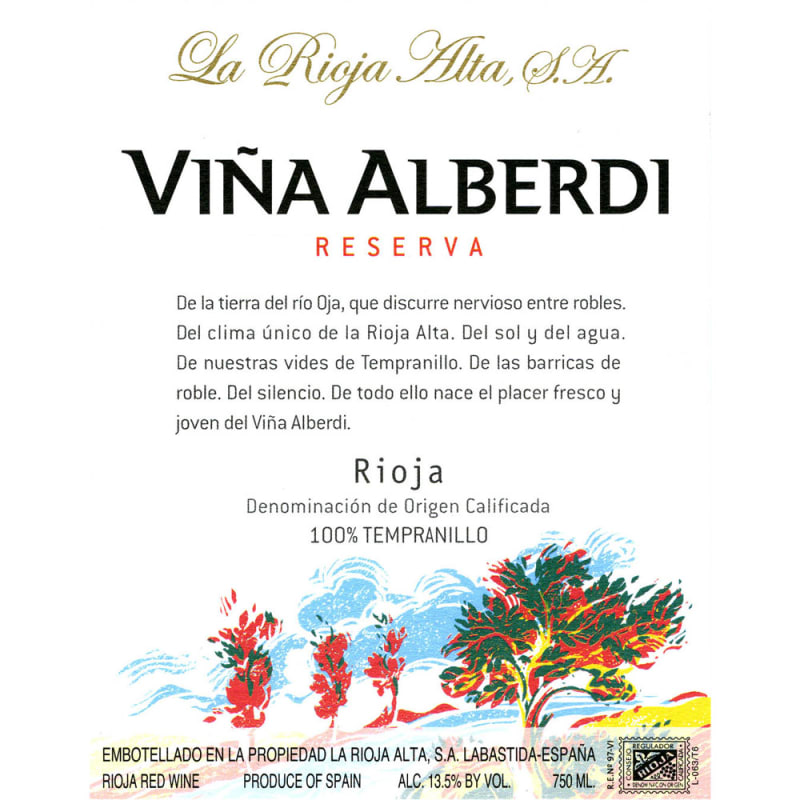 La Rioja Alta Vina Alberdi Reserva Tinto 2009 Front Label
