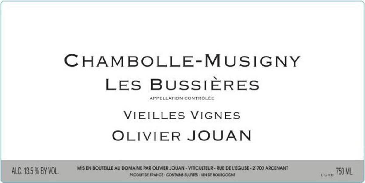Olivier Jouan Chambolle-Musigny Les Bussieres 2013 Front Label
