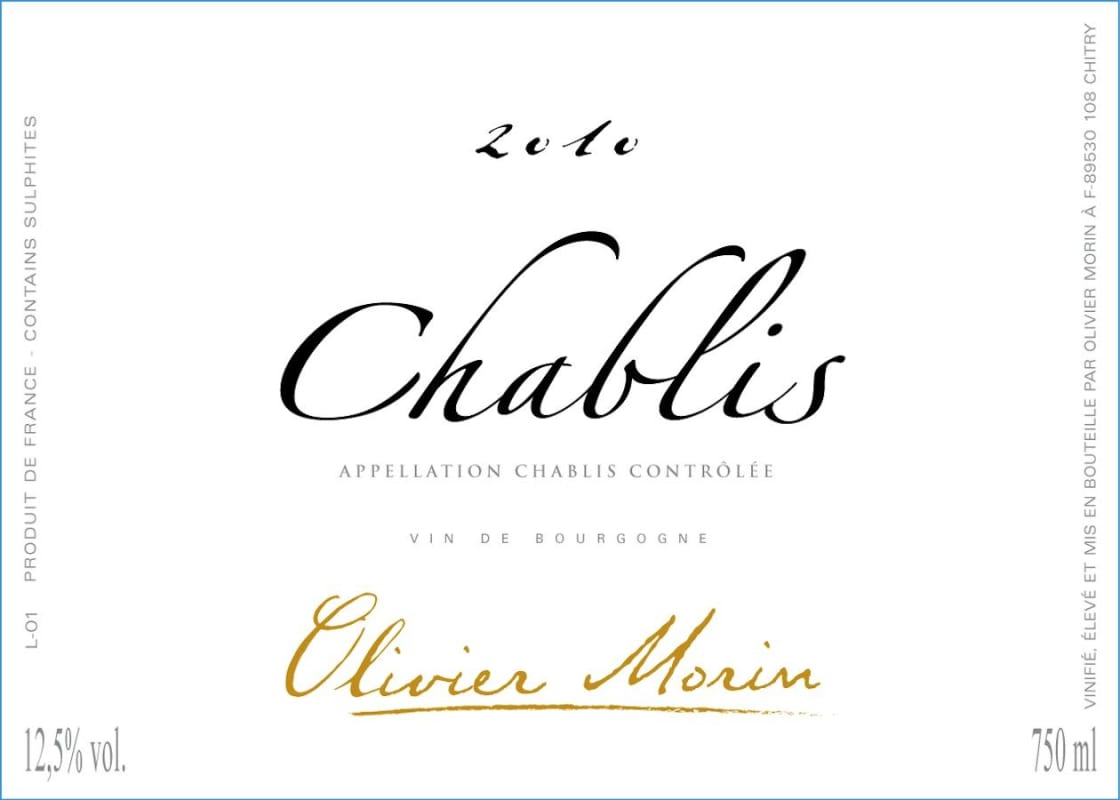 Domaine Olivier Morin Chablis 2010 Front Label