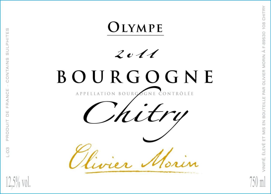 Domaine Olivier Morin Bourgogne Chitry Blanc 2011 Front Label