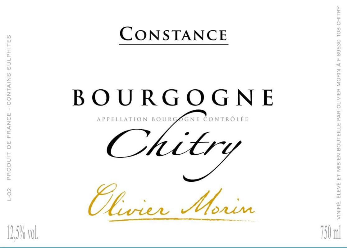 Domaine Olivier Morin Constance Bourgogne Chitry Blanc 2013 Front Label