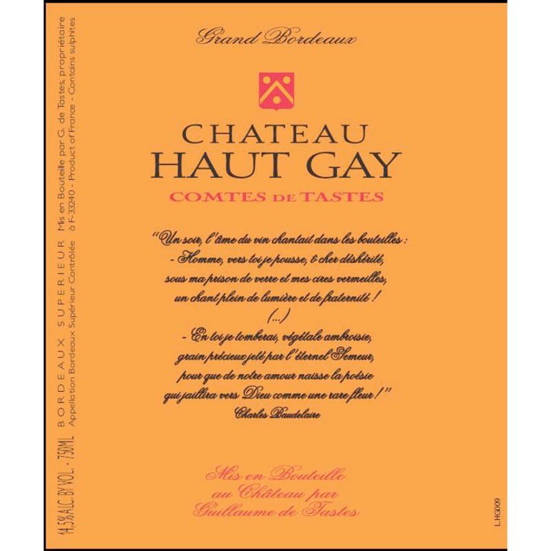 Chateau Haut Gay 2013 Front Label