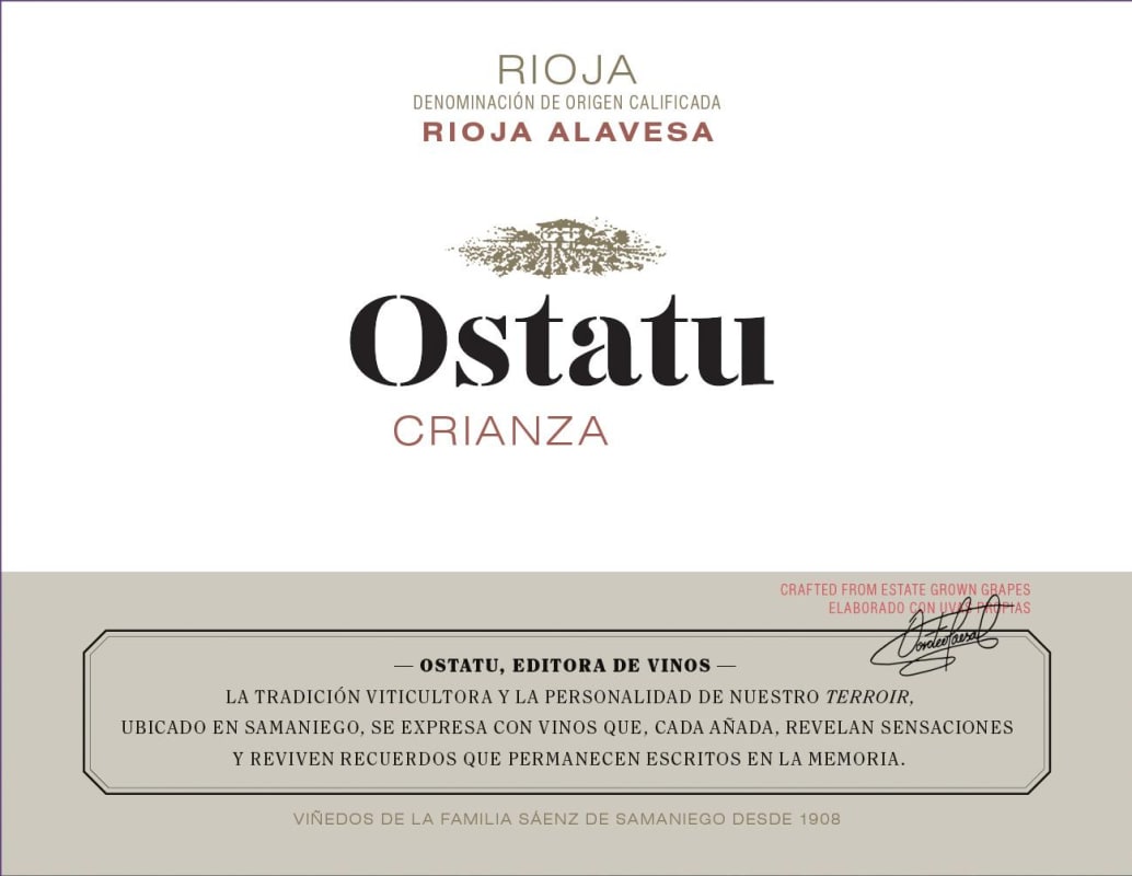 Ostatu Seleccion Crianza 2015 Front Label