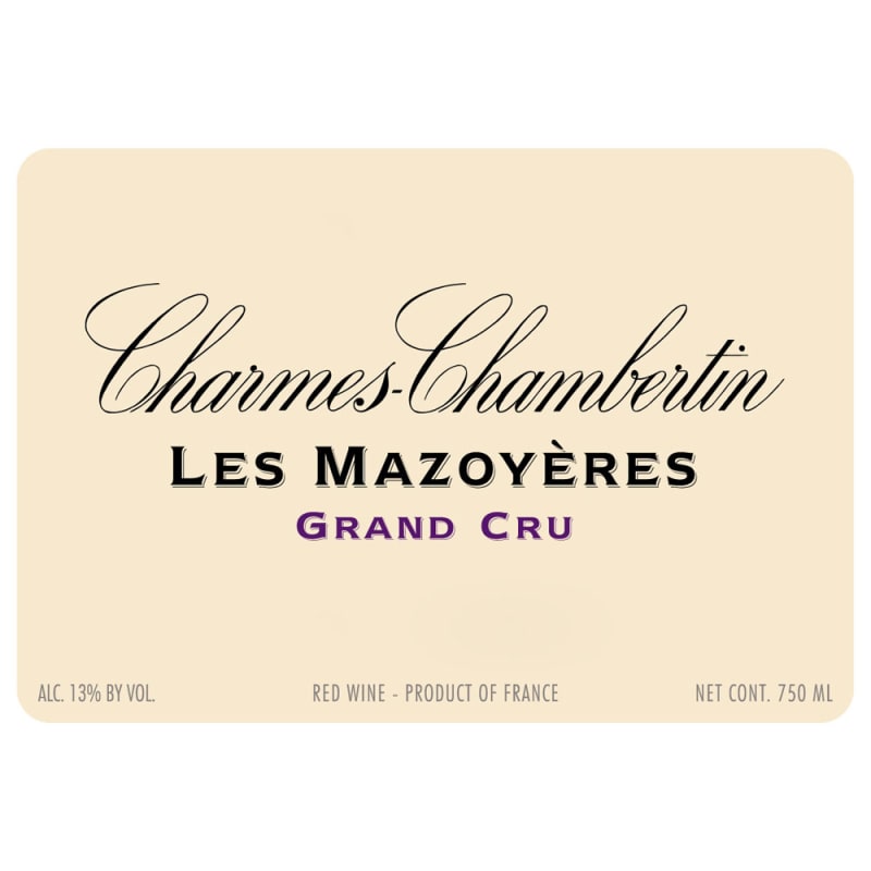 Domaine de la Vougeraie Charmes-Chambertin Les Mazoyeres Grand Cru 2012 Front Label
