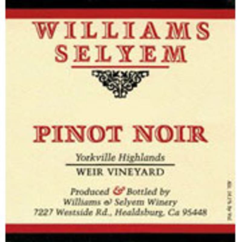 Williams Selyem Weir Vineyard Pinot Noir 2006 Front Label