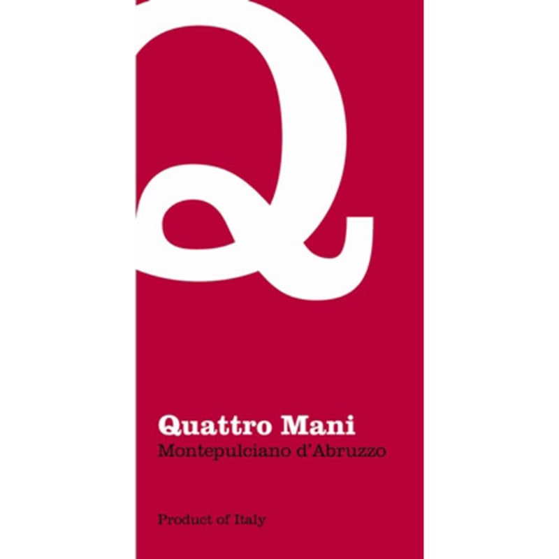 Quattro Mani Montepulciano d'Abruzzo 2014 Front Label