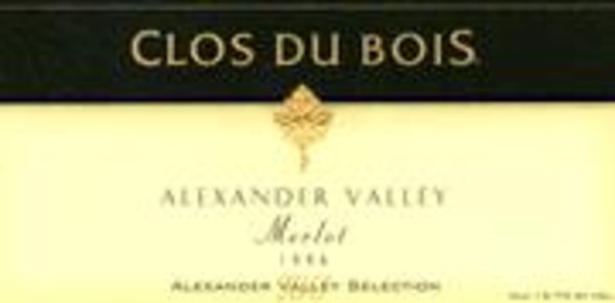 Clos du Bois Alexander Valley Merlot 1996 Front Label
