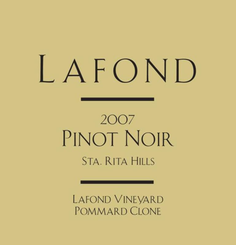 Lafond Lafond Winery Pommard Clone Pinot Noir 2007 Front Label