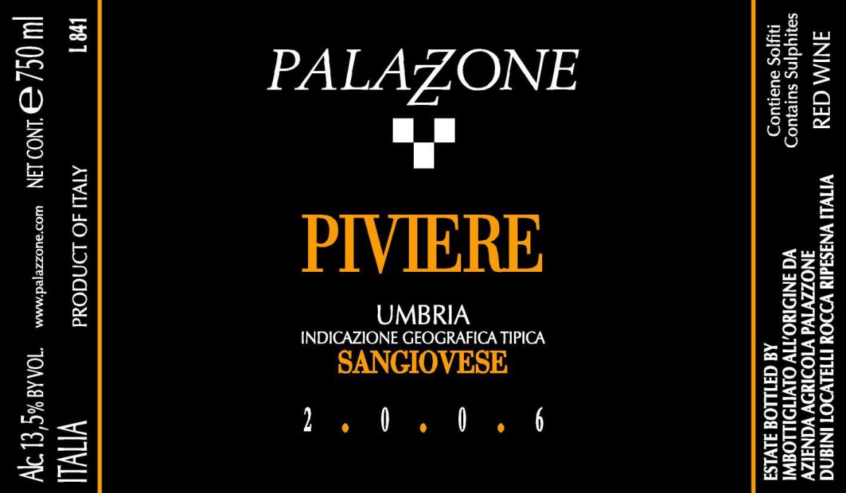 Palazzone Umbria Piviere Sangiovese 2006 Front Label