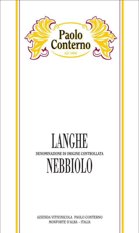 Paolo Conterno Langhe Nebbiolo 2012 Front Label