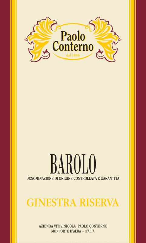 Paolo Conterno Barolo Ginestra Riserva 2006 Front Label