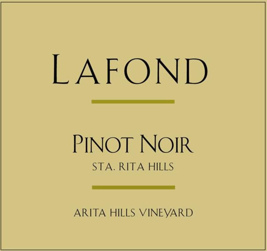 Lafond Arita Hills Vineyard Pinot Noir 2012 Front Label