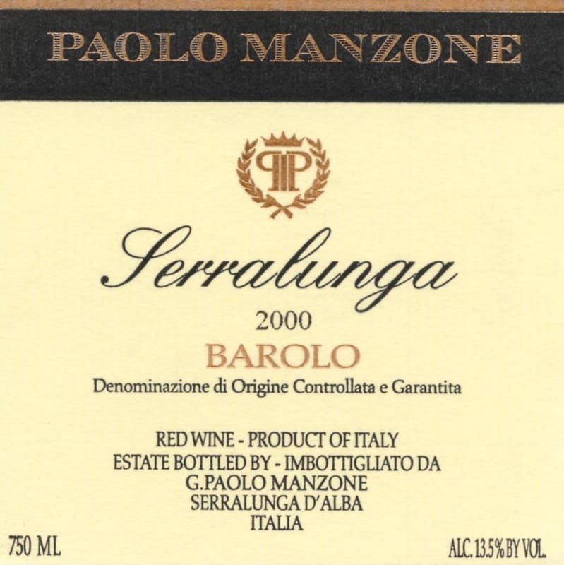 Paolo Manzone Serralunga Barolo 2000 Front Label