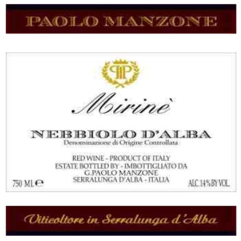 Paolo Manzone Mirine Nebbiolo d'Alba 2009 Front Label