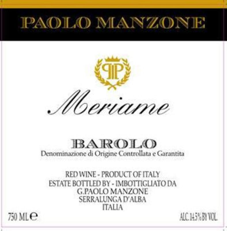 Paolo Manzone Meriame Barolo 2010 Front Label