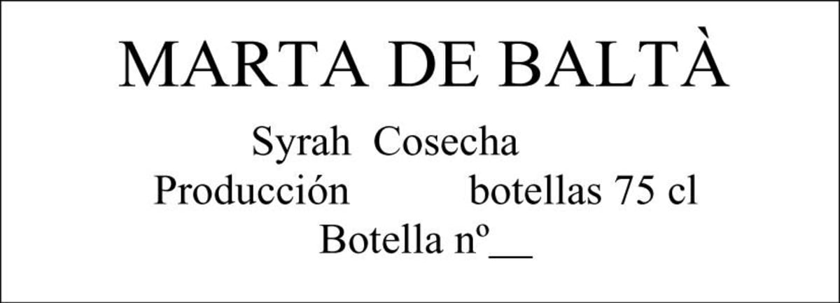Pares Balta Marta de Balta 2009 Front Label